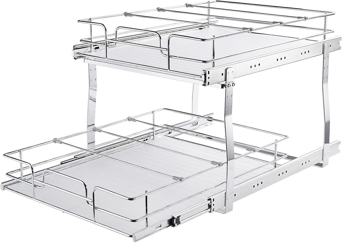 VEVOR 2 Tier 20"Wx21.2"Dx15.2"HPull Out Cabinet Organizer, Heavy Duty