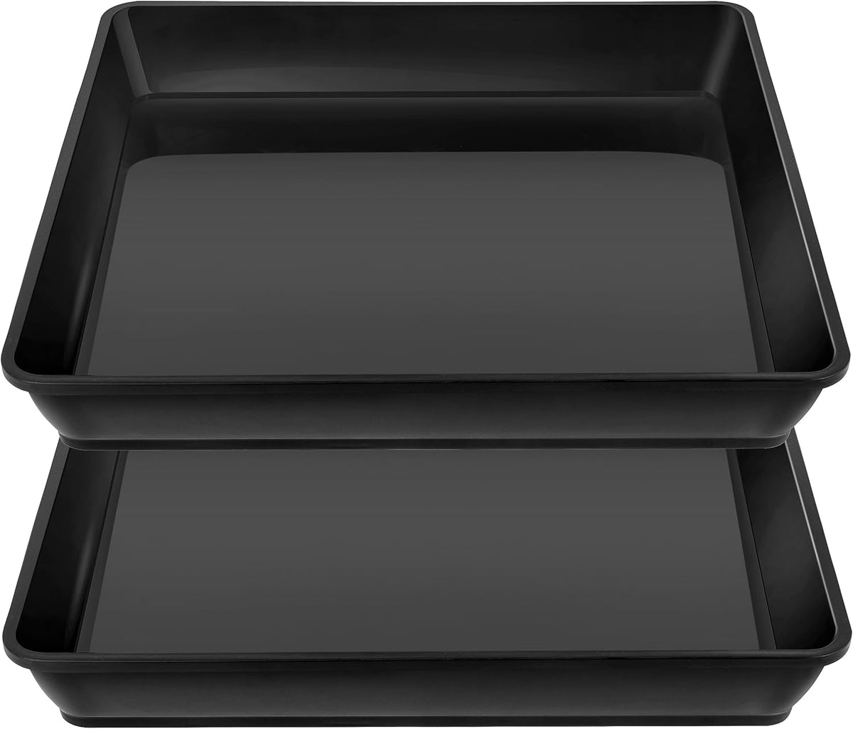 Square Plant Saucer 14 Inch 2 Pack, Durable Plastic Plant Trays Plant Pot Saucers, Square Planters for Indoors and Outdoors Plants, Garden Large Plant Saucers for Pots Black.