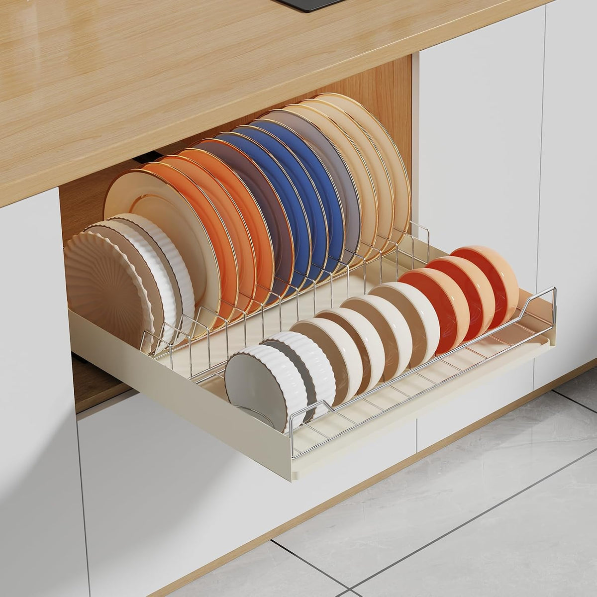 LinTimes Expandable Pull Out Cabinet Organizer, White