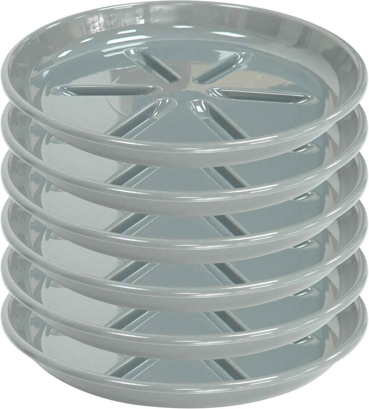 6 Pack of Plant Saucer 12 inch, Plant Trays for Indoors No Holes, Plant Drip Trays for Indoors Outdoor, Plant Water Tray for Planters, Gray