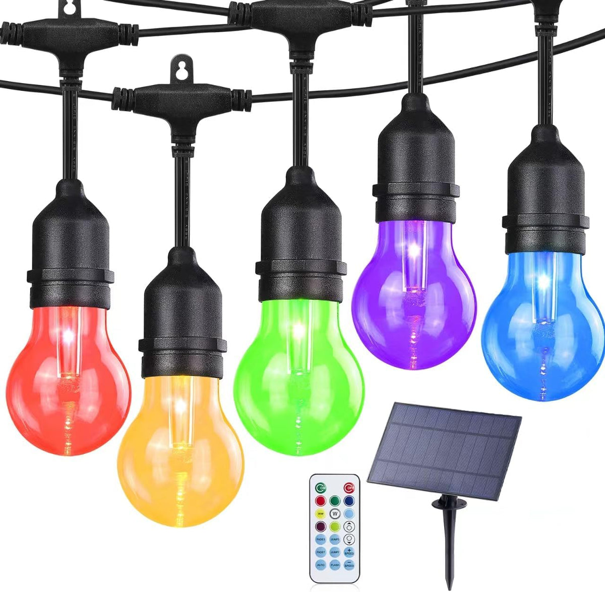 Auroraworld RGB Solar String Lights, 144FT Patio Lights, Commercial String Lights for Garden