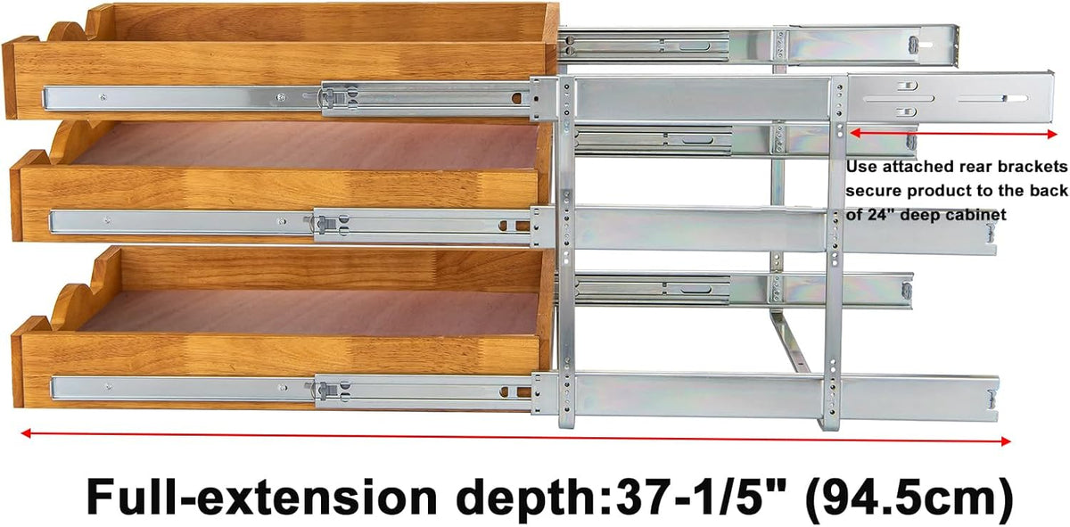 DINDON 3 Tier Pull Out Cabinet Organizer 17”W X21”D Slide Out Shelves
