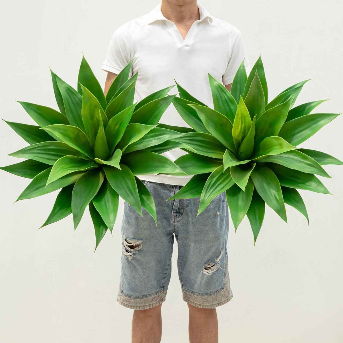 Artificial Agave Plants,Large UV Resistant Fake Agave Planters for Indoor and Outdoor Decorating Artificial Plants for Outdoors Plants(2Pack, 22")
