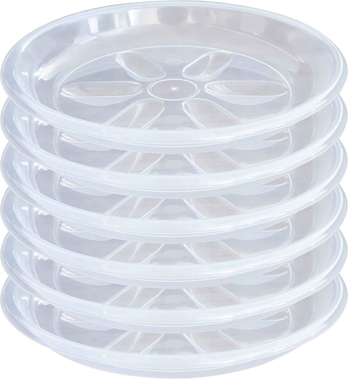 6 Pack of Plant Saucer 8 inch, Heavy Duty Clear Plastic Plant Saucers, Round Plant Drip Trays for Indoors Outdoor, Plant Water Tray for Planters