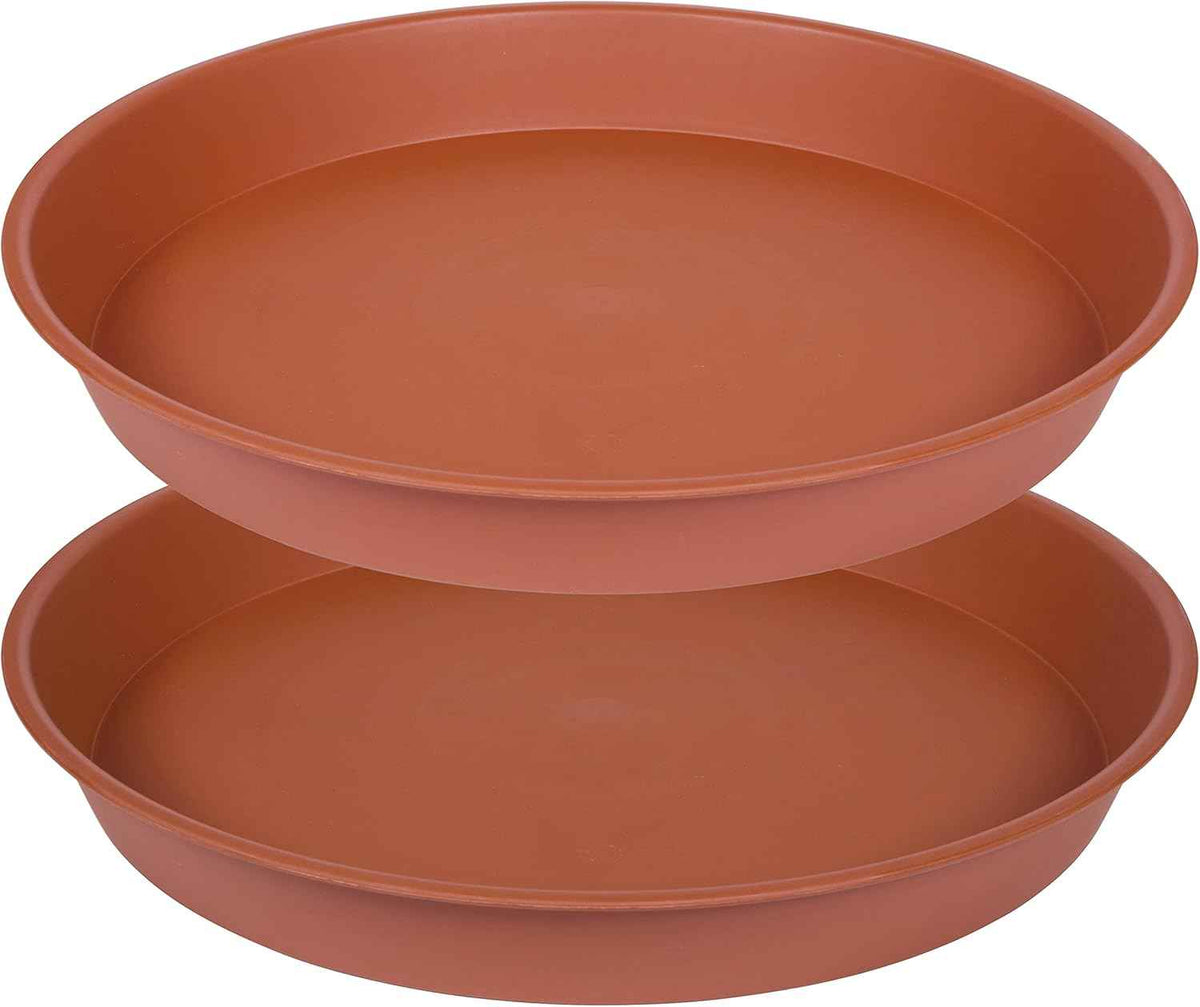 2 Pack of 8 inch Plant Saucer, Bird Bath Bowl 8 inch, Plant Dishes Saucer, Flower Plant Water Trays for Indoors, Plate for Planter 7-9" (8 inch, Terracotta)