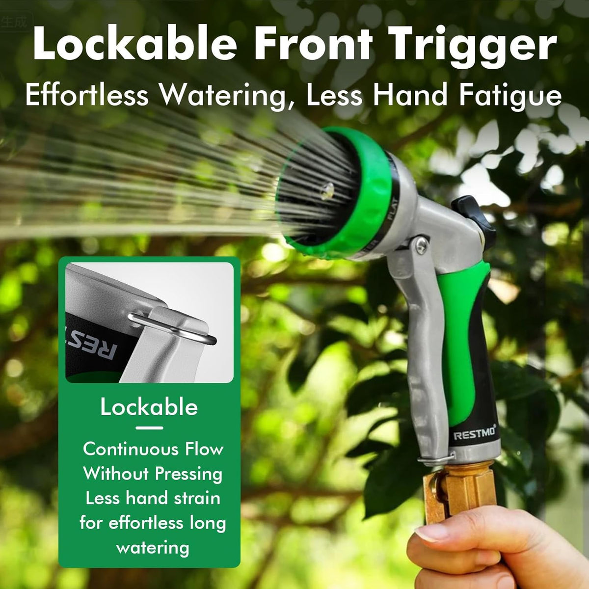 Heavy-Duty Metal 7-Pattern Flow-Control Hose Nozzle - Field & Nook