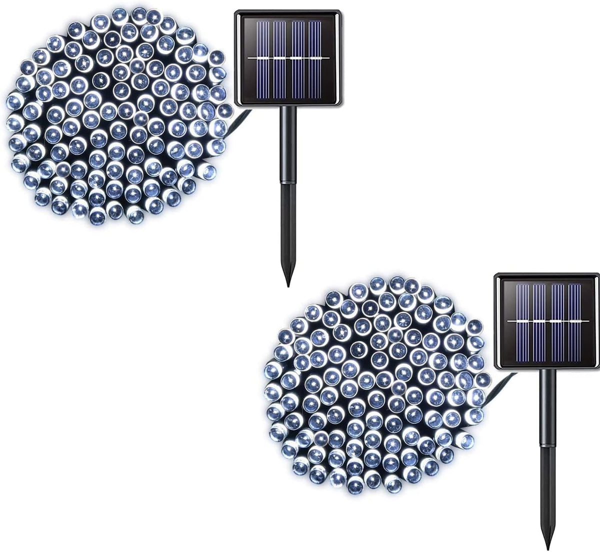 2 Pack 200 LED Solar String Lights, 85.2ft 8 Modes Solar String Lights for Outside, Waterproof and Solar Powered Outdoor String Lights for Holiday Christmas Yard Garden Tree Wedding Party (Cold White)