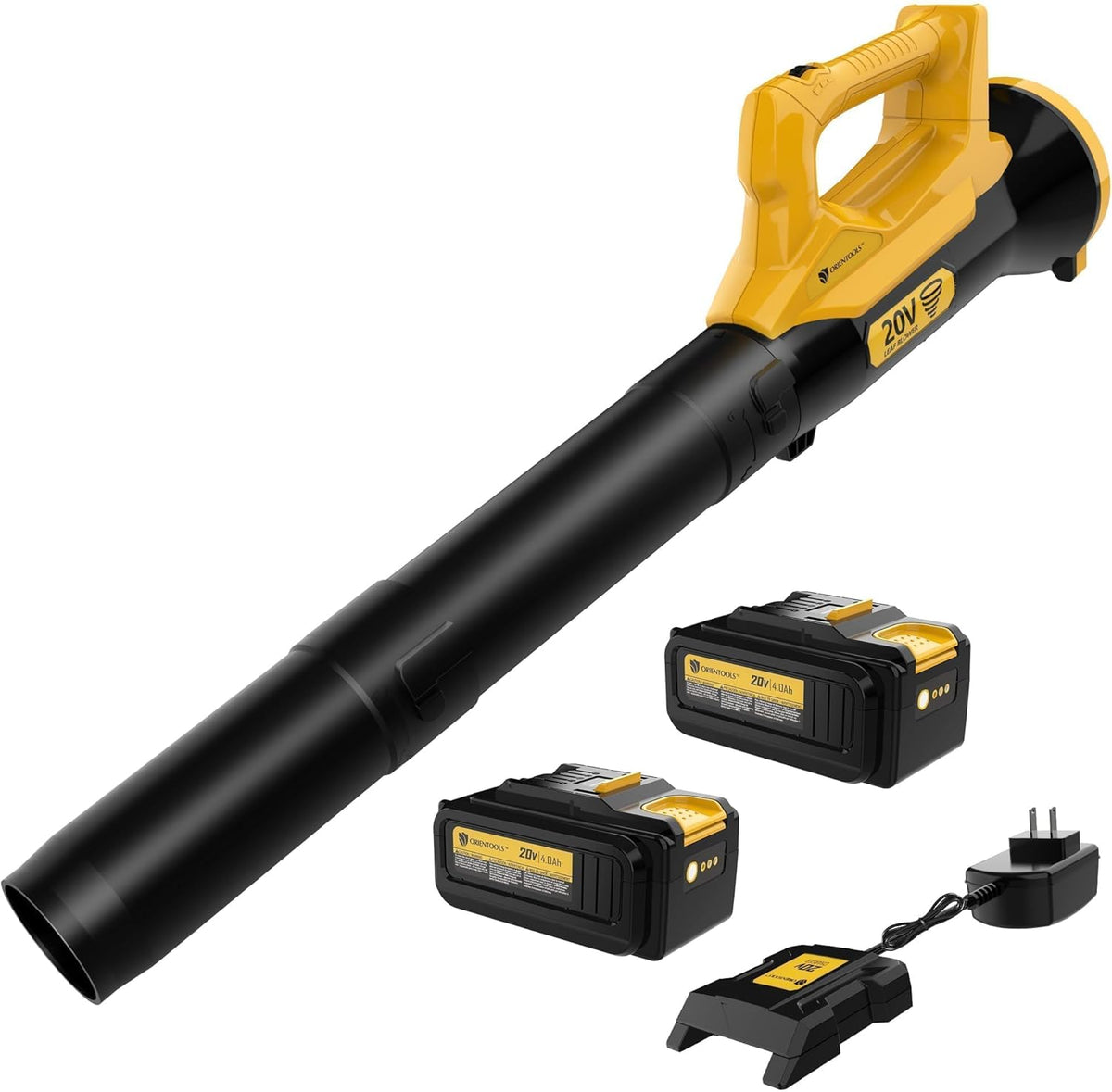 Orientools Leaf Blower Cordless, 20V Powerful Electric Cordless Leaf Blower 2×4.0 Ah Batteries & Charger, Variable Speed Trigger, Portable Lightweight Blowers for Lawn Care, Yard, UL 62133 Certified