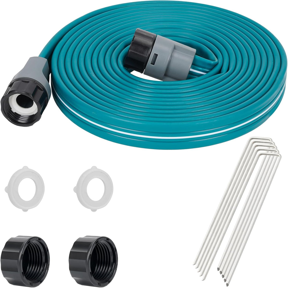 LINEX Sprinkler Soaker Hose 15 ft for Garden Lawn Watering Hose with Stakes