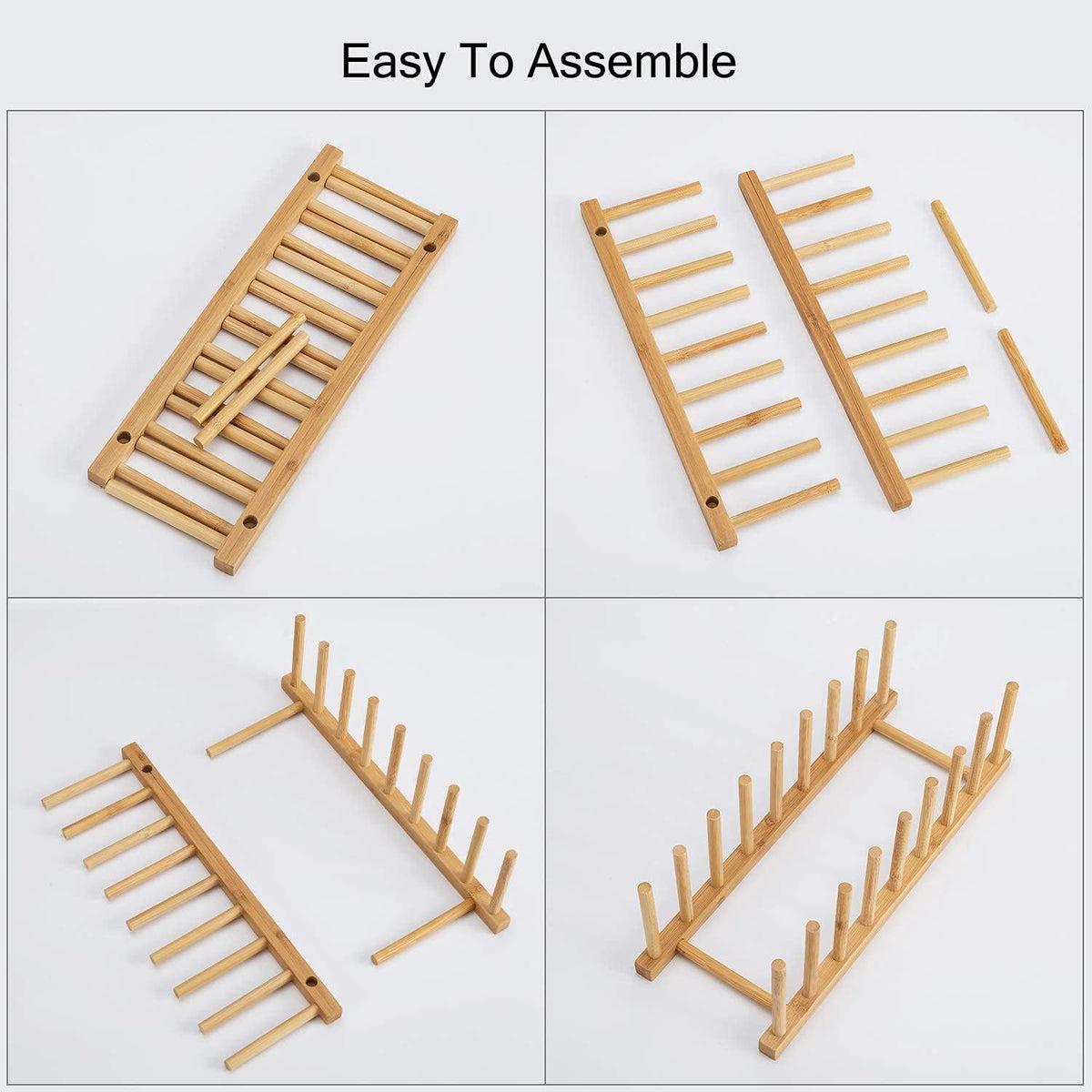 HBlife Bamboo Dish Rack Stand, 2pcs