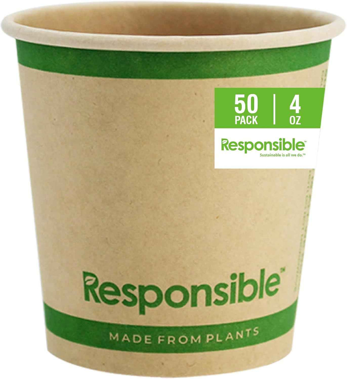 Certified Compostable 4 oz Paper Cups, Cold & Hot Coffee Cups, Disposable Paper Cups, Extra Strength Disposable Cups, Made without PFAS (50 count)