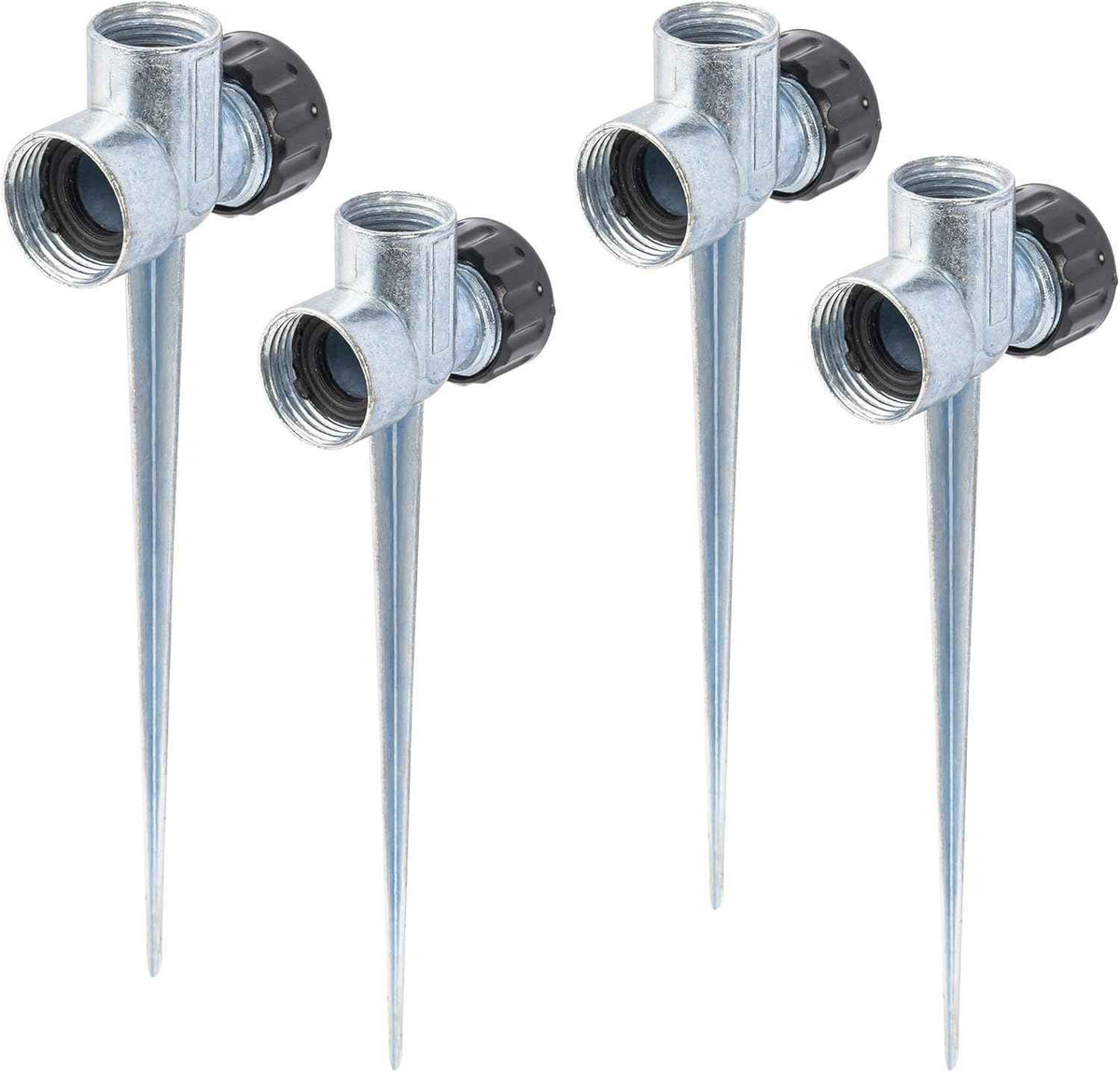 Hourleey 4 Pack 1/2 inch Zinc Alloy Lawn Sprinkler Spike Base, Water Flow Thru Sprinkler for Yard, Lawn, Garden and Grass Irrigation