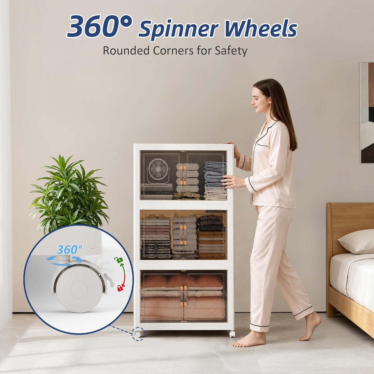 5-Pack Stackable 58-Gallon Storage Cabinets with Doors & Wheels - Field & Nook