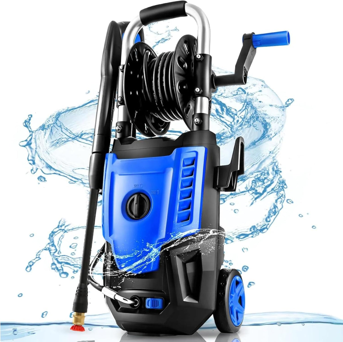 4800 PSI Pressure Cleaner- 4.0 GPM High Power Cleaner with 33FT Hose Reel, 4 Spray Tips and Soap Bottle for Car Washing, Fence Cleaning, Patio Maintenance(Upgraded) (Blue)