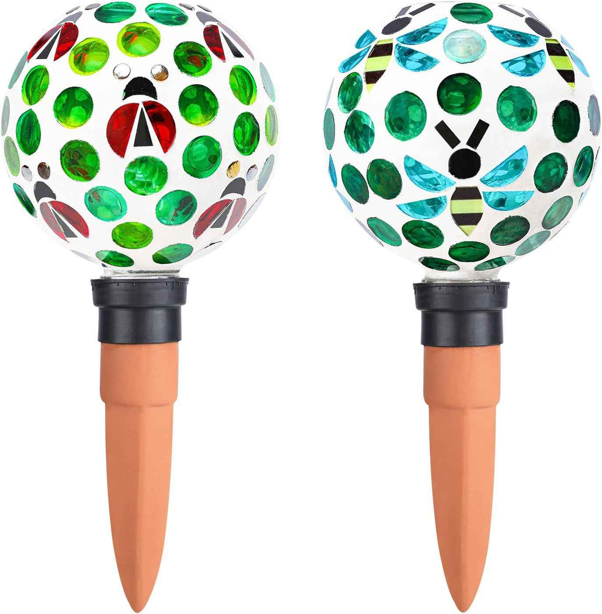 Watering Globe for Plants Mosaic Self Watering Spikes 2 Pack Large Self Watering Planter Insert Automatic Watering Device Outdoor Garden