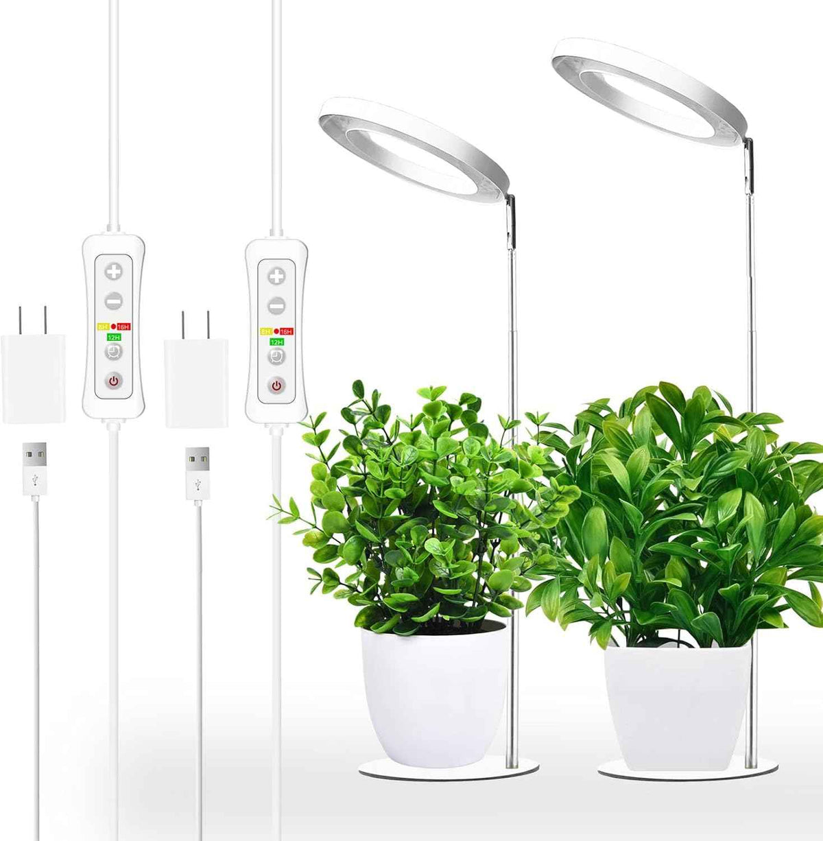 yadoker 144 LEDs Full Spectrum Plant Grow Light for Indoor Plants,Height Adjustable, 6.3" Aluminum Housing,Automatic Timer with 8/12/16 Hours,10-Level Brightness,Ideal for Small and Medium Plant Grow