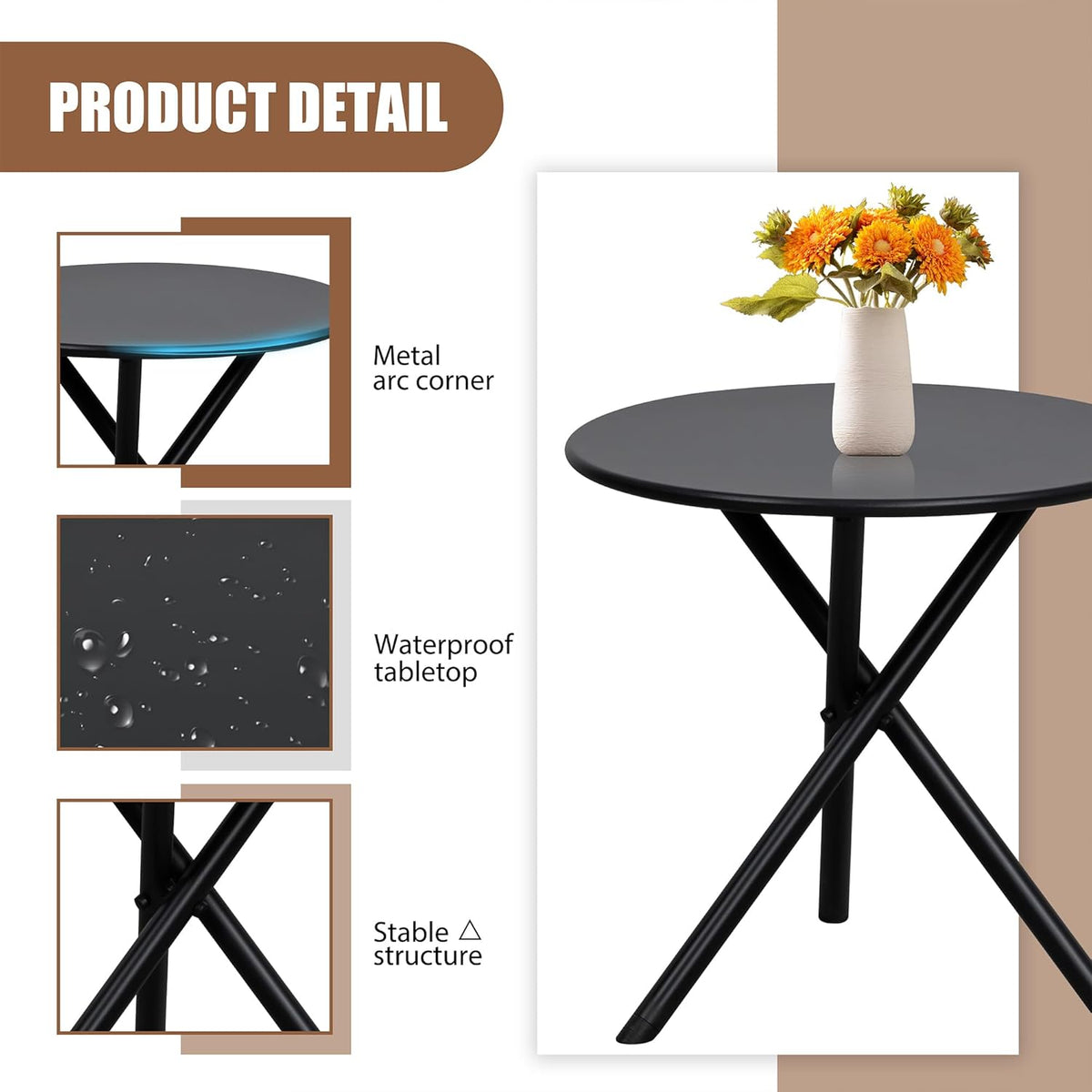Shintenchi 3 Piece Outdoor Rocking Bistro Set, Textilene Fabric Small