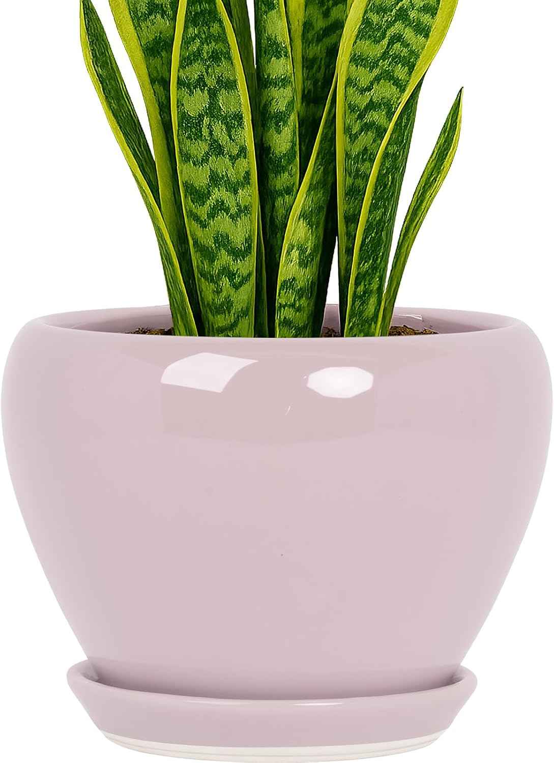 Deep Dream 8 Inch Plant Pots- Ceramic Pots for Plants with Drainage Hole and Saucer, Large Planter Pot for Indoor Plants Outdoor Decor, Pink