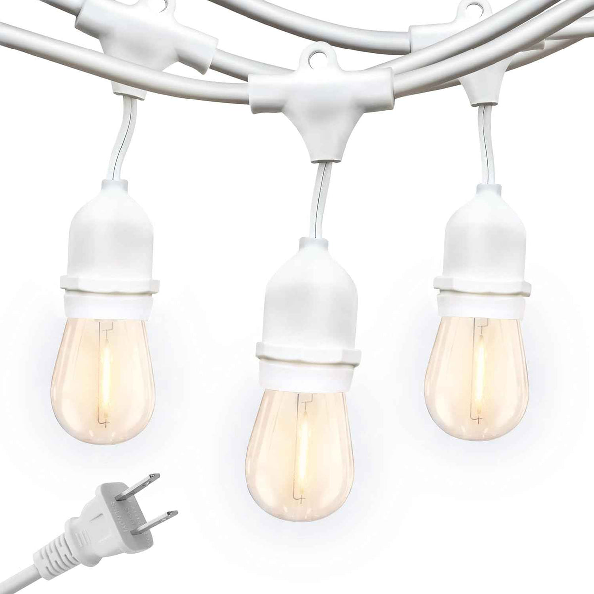 Brightech Ambience Pro Waterproof LED Outdoor String Lights, 48 Ft, Hanging, Dimmable Vintage Edison Bulbs, 15 Bulbs, 2W