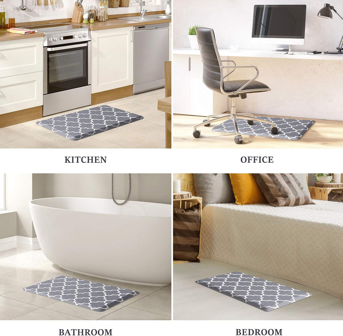 WISELIFE Kitchen Mats and Rugs Cushioned Anti-Fatigue, 17.3"x 28", Grey | Non Slip Heavy Duty PVC, Beveled Edge, Waterproof Ergonomic Comfort Mat for Kitchen, Floor, Sink, Laundry, Office