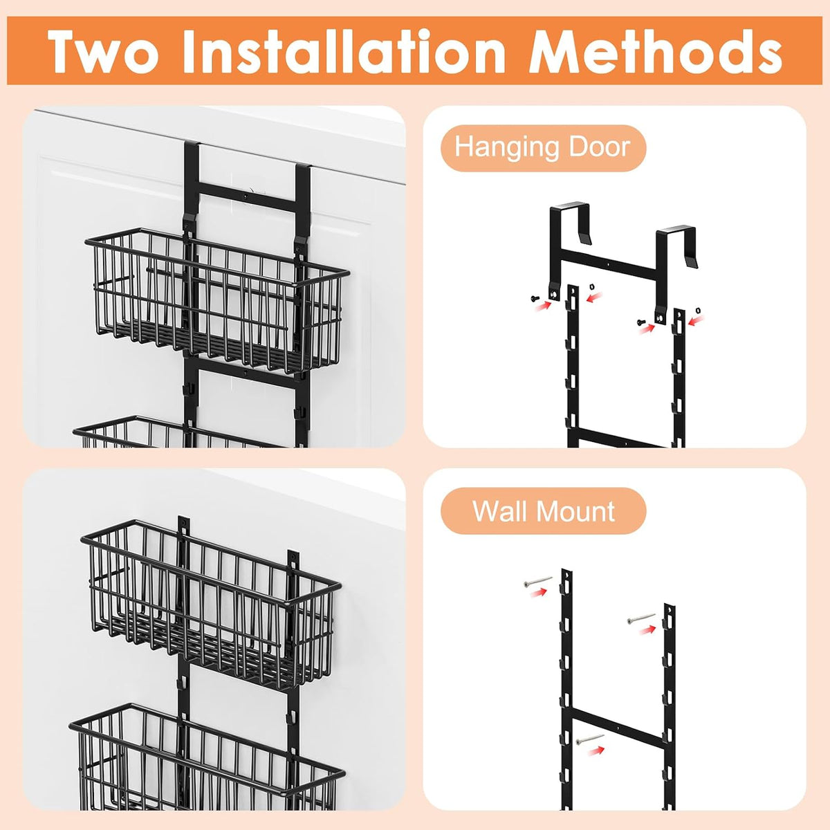 Adjustable Over the Door Organizer – Black - Field & Nook