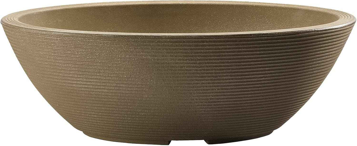 Crescent Garden Delano Oval Planter Bowl, Succulent Garden, Unique Indoor/Outdoor Double-Walled Plant Bowl with Plug- Oval Shape - 30" L x 21" W x 10" H (Mocha)