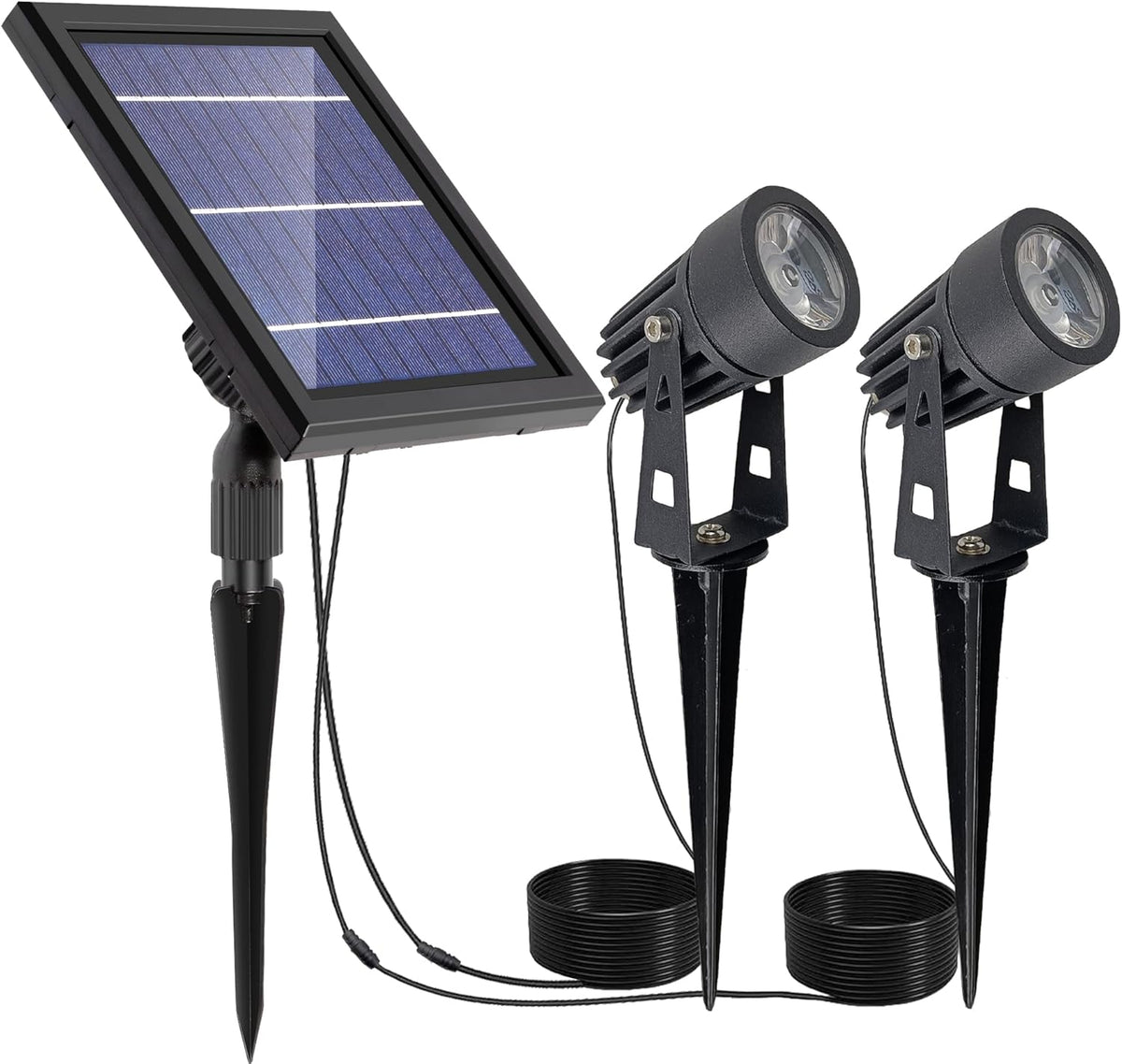 SUNLONG Solar Lights Outdoor Waterproof Solar Powered Spot Lights Aluminum Casting Landscaping Spotlight for Garden Yard Tree Uplight Downlight (Natural White)