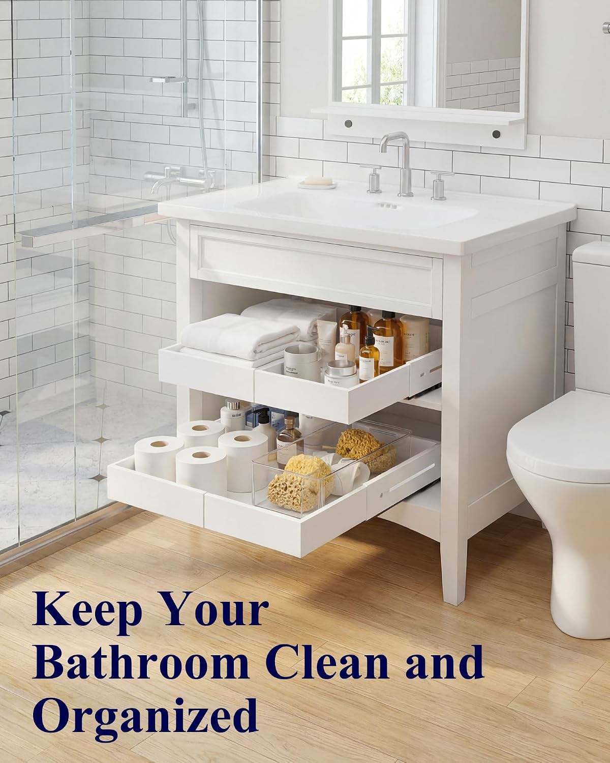 Kitsure 2 Pack Expandable Pull Out Cabinet Shelves