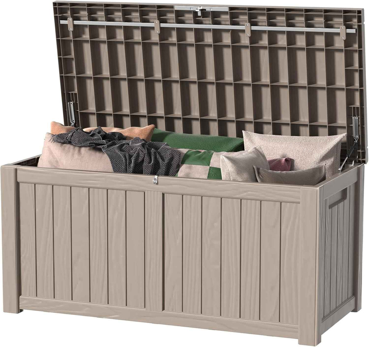 120 Gallon Outdoor Storage Box – Waterproof Deck Box for Patio & Garden,Light Brown