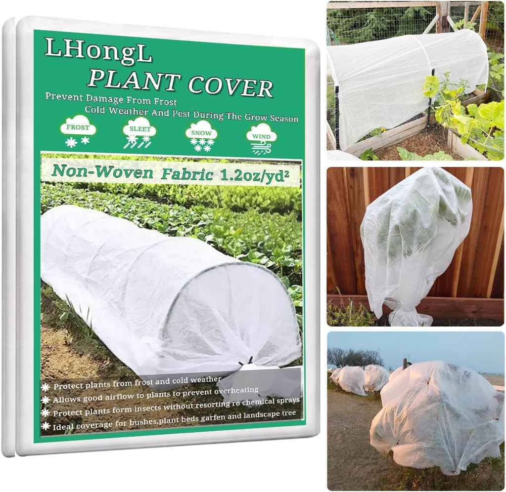 Plant Covers Freeze Protection with Ultra Fine Mesh Reusable Floating Row Cover for Plants Vegetables Flowers Fruits Frost Sun Protection 1.2oz/yd² (6.5x10ft,2pc)