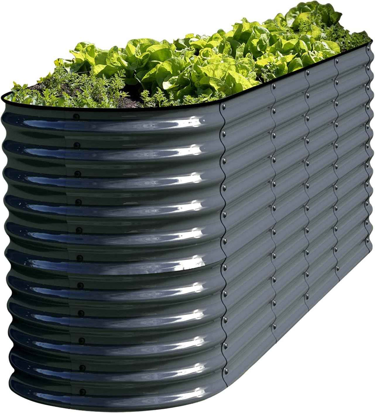 Olle Galvanized Raised Garden Bed Outdoor 32" Tall 12 in 1 Metal Raised Garden Planter Raised Bed for Growing Flowers Herbs Vegetables Bed Raised, Midnight Grey 32" Tall