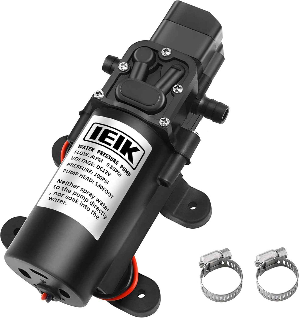 12 Volt Diaphragm Pump 3LPM 0.8 GPM 100PSI Self Priming Sprayer Pump 12V DC Fresh Water Pump Water Pressure Switch for RV Camper Marine Boat Lawn (30W)