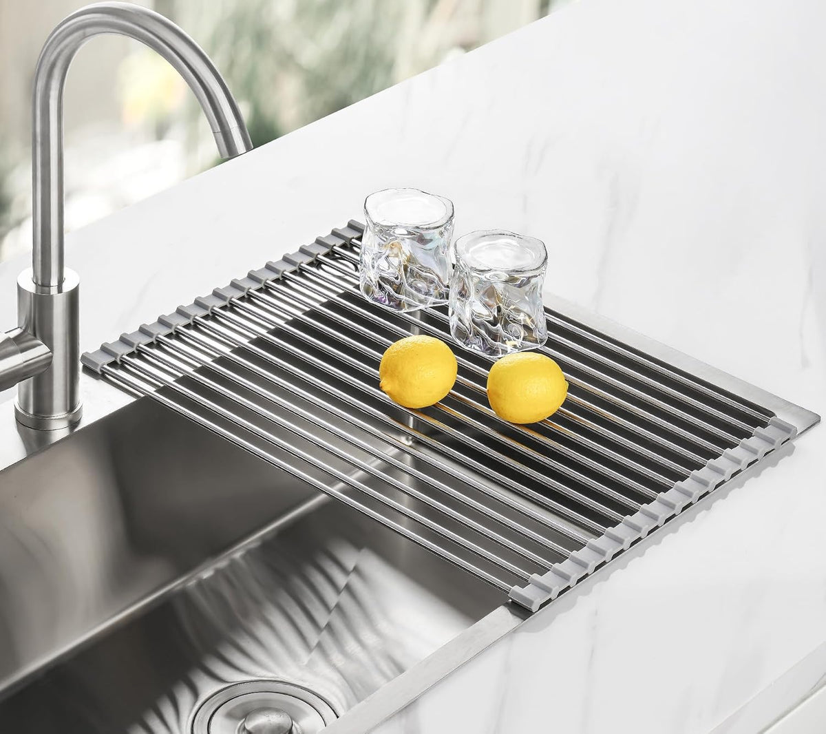 Tomorotec 304 Steel Roll Up Dish Drying Rack, 17.7x12.5