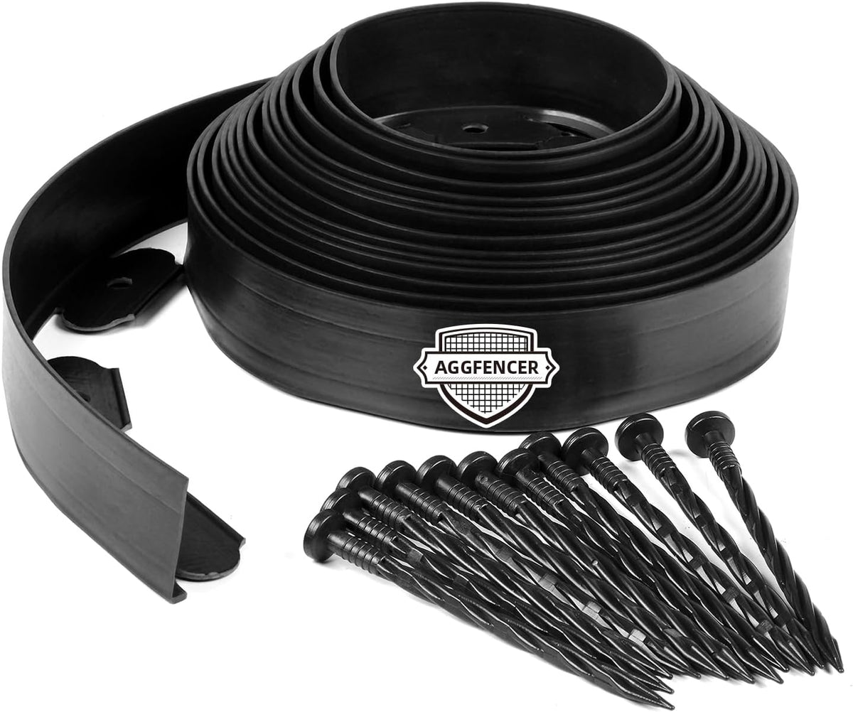 4 in x 50 Ft Garden Landscape Edging, No Dig Garden Edging Border Kit with 92 Pcs Spikes for Flower Bed Lawn Yard Grass Black