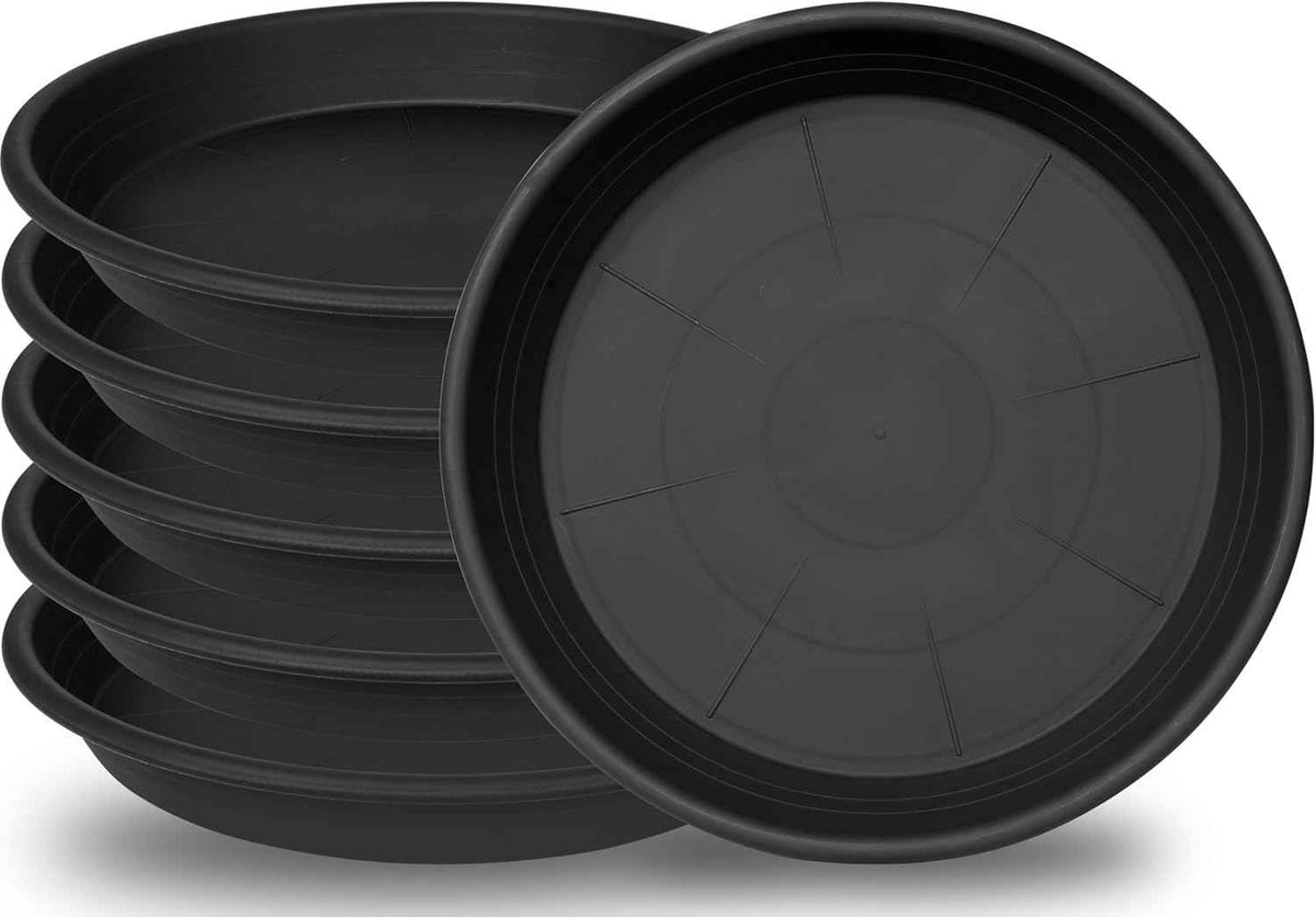 6 Pack of 12 inch Plant Saucer Plant Tray, Plastic Plant Saucer 12 inch, Heavy Duty Plant Tray for Pots, Plant Saucers for Indoors Planter, Garden Water Plate Bowls 10"/11"/12" (Black)