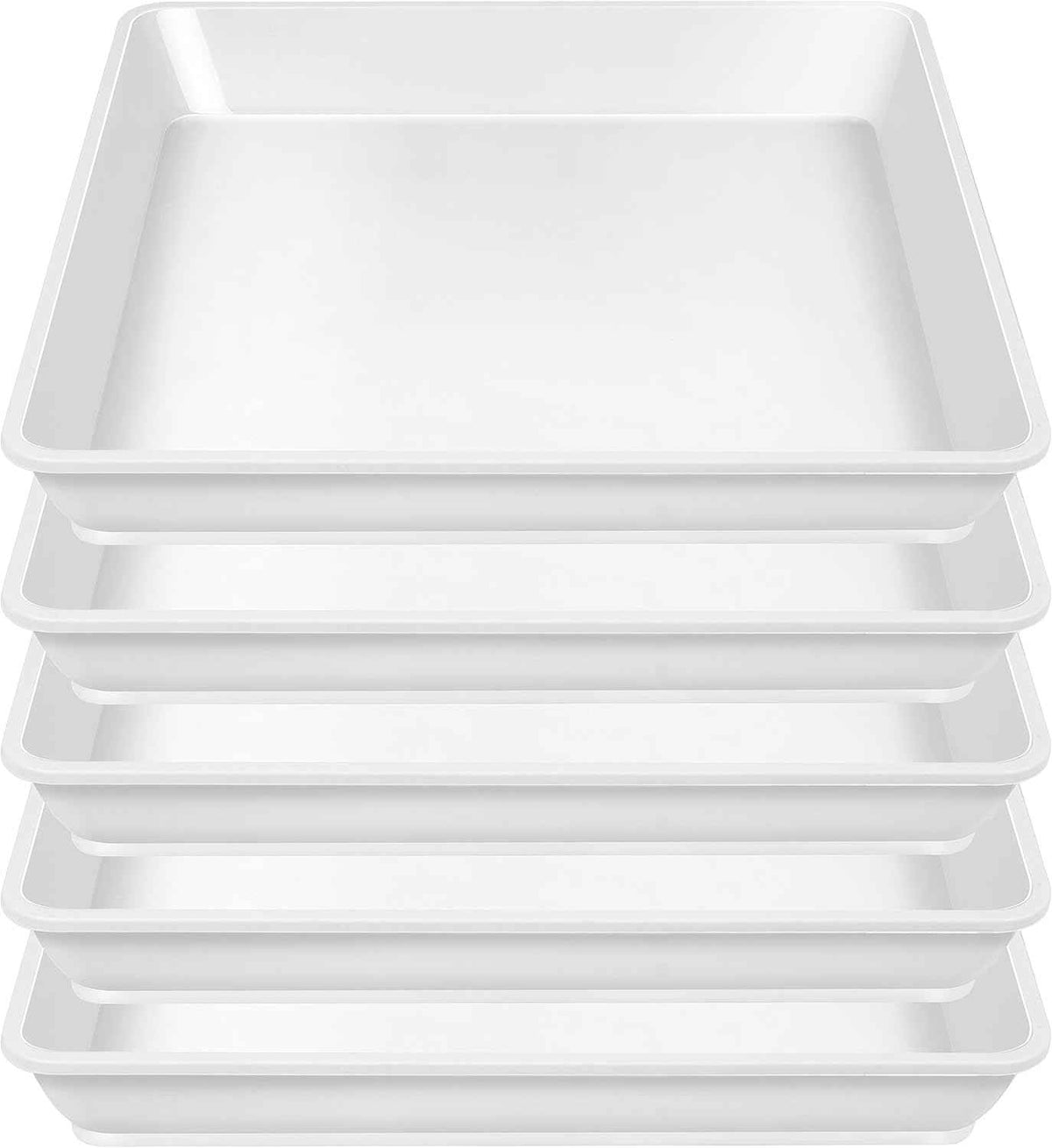 5 Pack Square Plant Saucer, Plastic Plant Water Dray Tray 6 Inch, Planters for for Pots Base Indoors and Outdoors Plants,Heavy Plant Trays for Pots (6 inch, White)