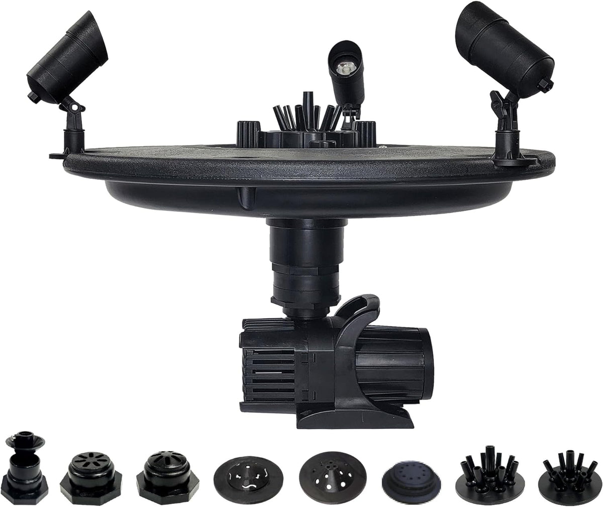 HALF OFF PONDS Floating Fountain – 3/4 HP Pond Aerator, 200' Cord – 8,000 GPH Water Pump – 11 Spray Patterns - Color-Changing LED Lights - for Ponds, Lakes & Water Gardens