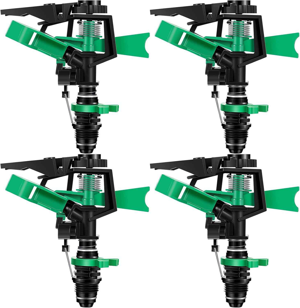 1/2 Inch Plastic Impact Sprinklers Heads Adjustable 0-360 Degree Pulsating Oscillating Watering Sprinkler Head for Garden Law Grass Yard Irrigation Supplies (4 Pieces)