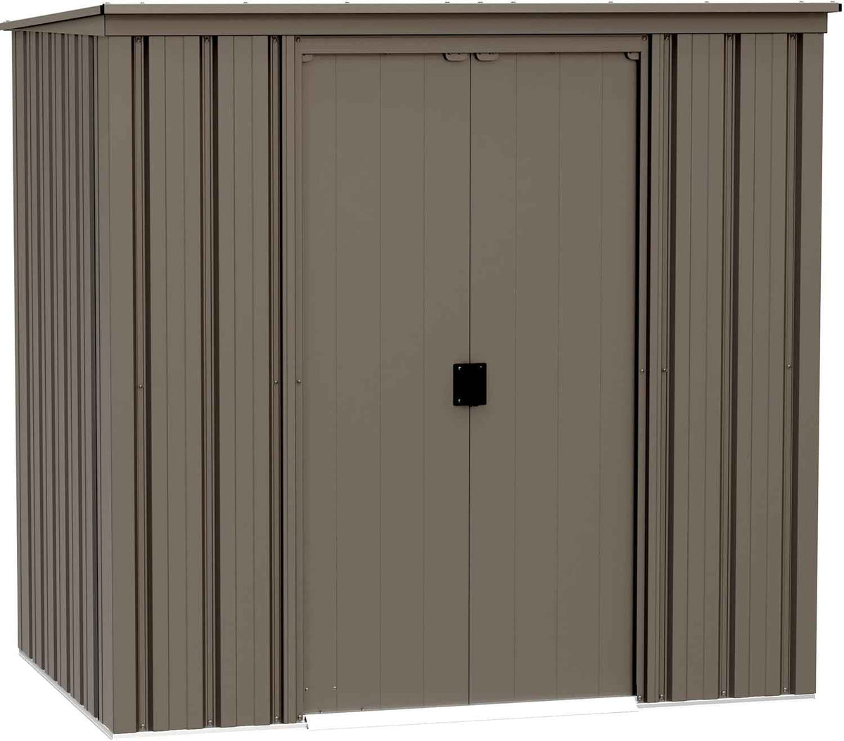 Cover It 6' x 4' Galvanized Steel Outdoor Storage Shed with Pent Roof and Lockable Sliding Doors, Weather-Resistant Steel Storage Shed for Backyards, Tan