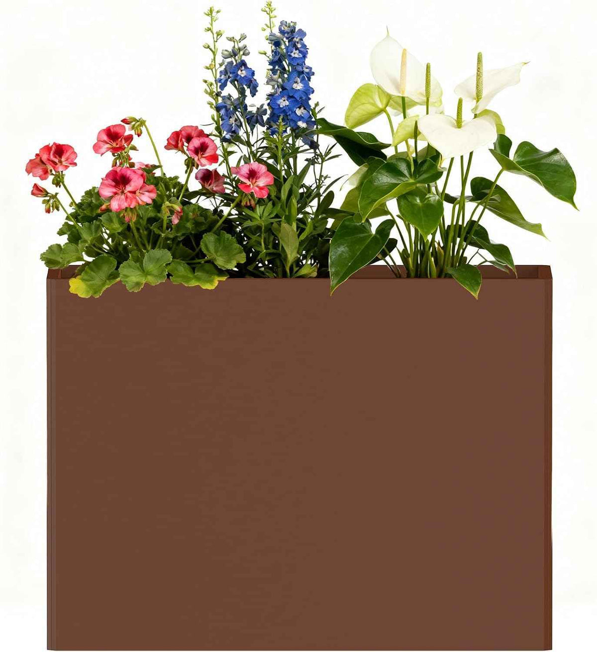 Galvanized Steel Planter Box with Removable Insert Shelf - 32x12x24 Inches Tall Planters for Outdoor&Indoor, Coffee