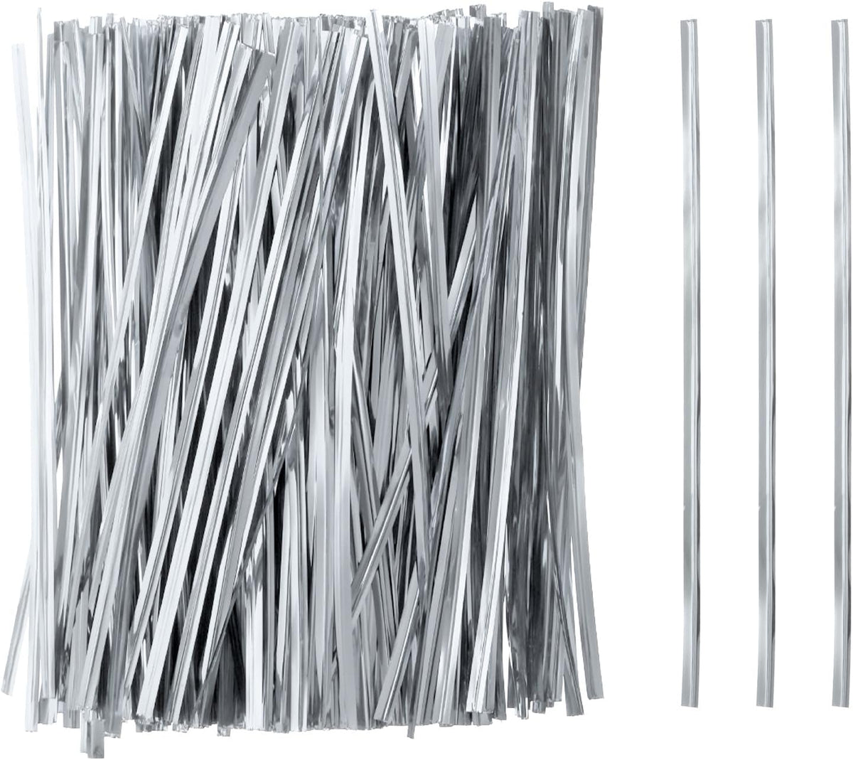 HARFINGTON 800pcs Bag Twist Ties 6" Reusable Plastic Metallic Twist Ties Wire Cable Ties for Party Bread Candy Cake, Silver