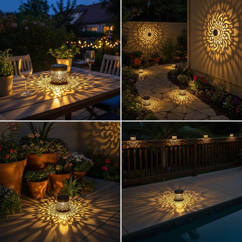 2026 Upgrade Solar Mandala Lights Outdoor, Waterproof Metal Solar Powered Deck Step Lights, Decorative LED Fence Post Wall Lanterns for Patio Garden Backyard Stairway Decor, Warm White-1pcs
