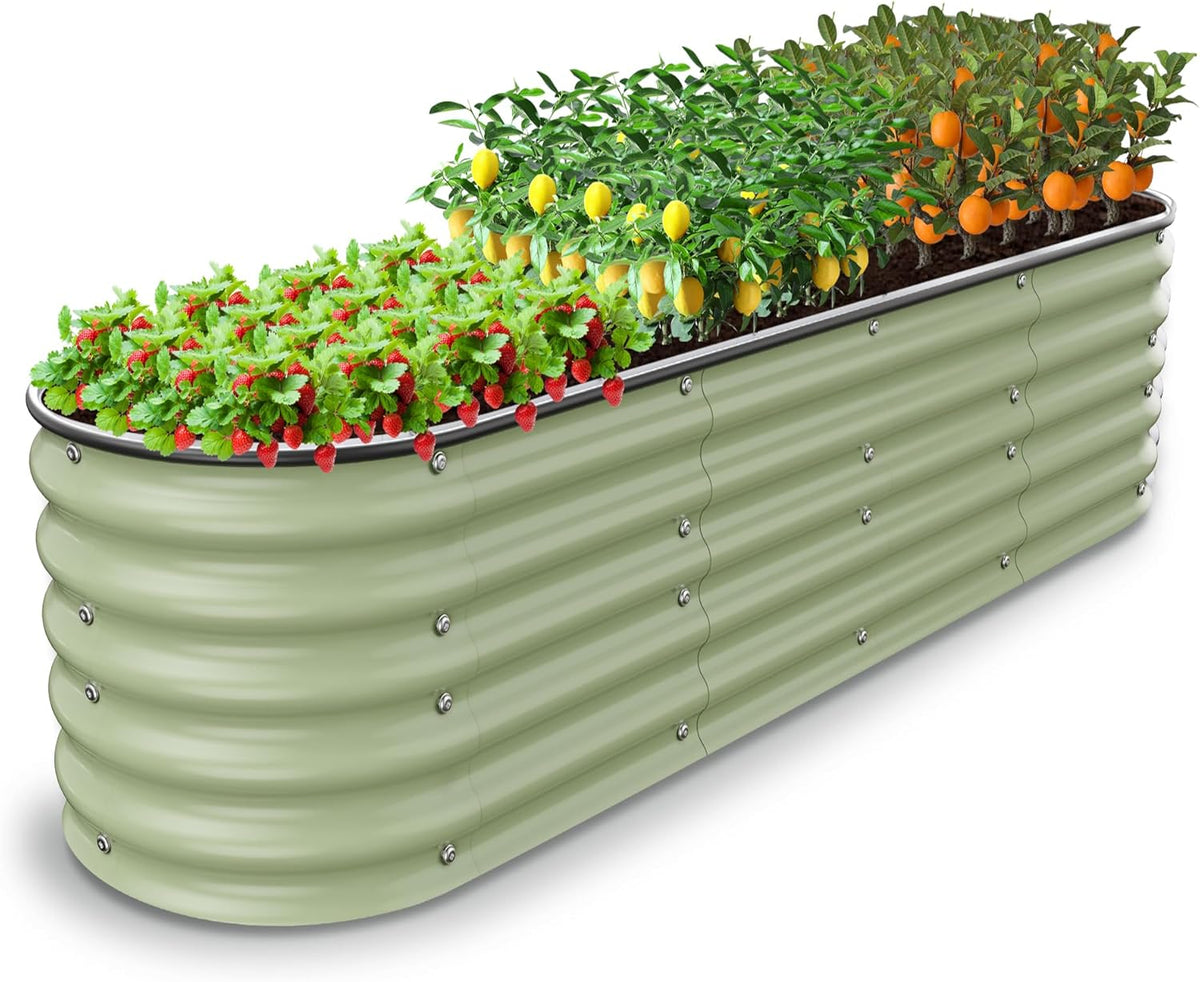 8 X 2 X 1.4 Ft Galvanized Raised Garden Bed,Sturdy and Easy to Assemble Oval Raised Planter Beds Outdoor for Vegetables, Gardening, Flowers, Fruits(Light Green)