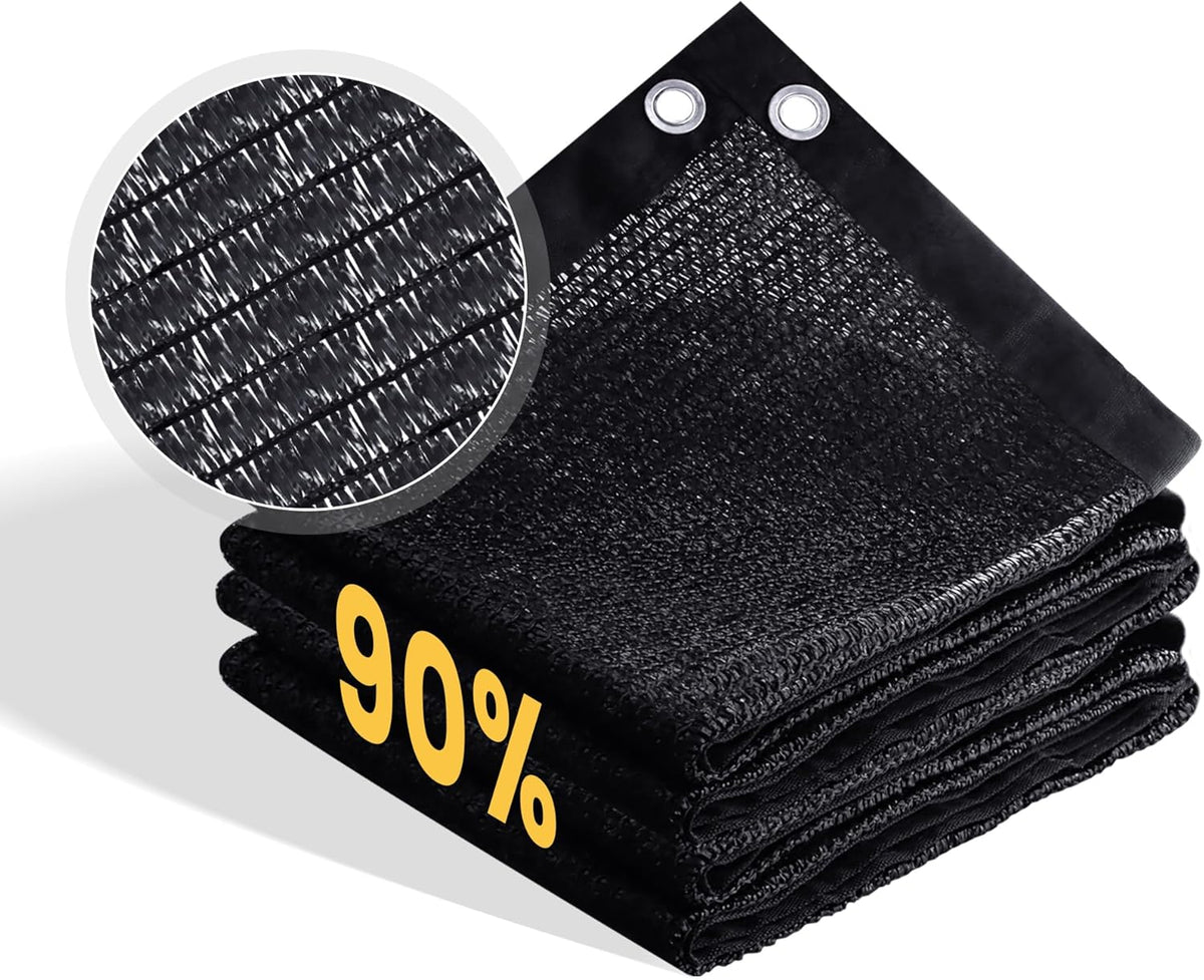 VICLLAX 90% Shade Cloth, 10x11FT Durable Black Mesh Trap with Every 3 FT Grommet, Sun Shade Fabric Netting for for Plants Cover, Greenhouse, Chicken Coop, Barn Kennel, Garden Patio