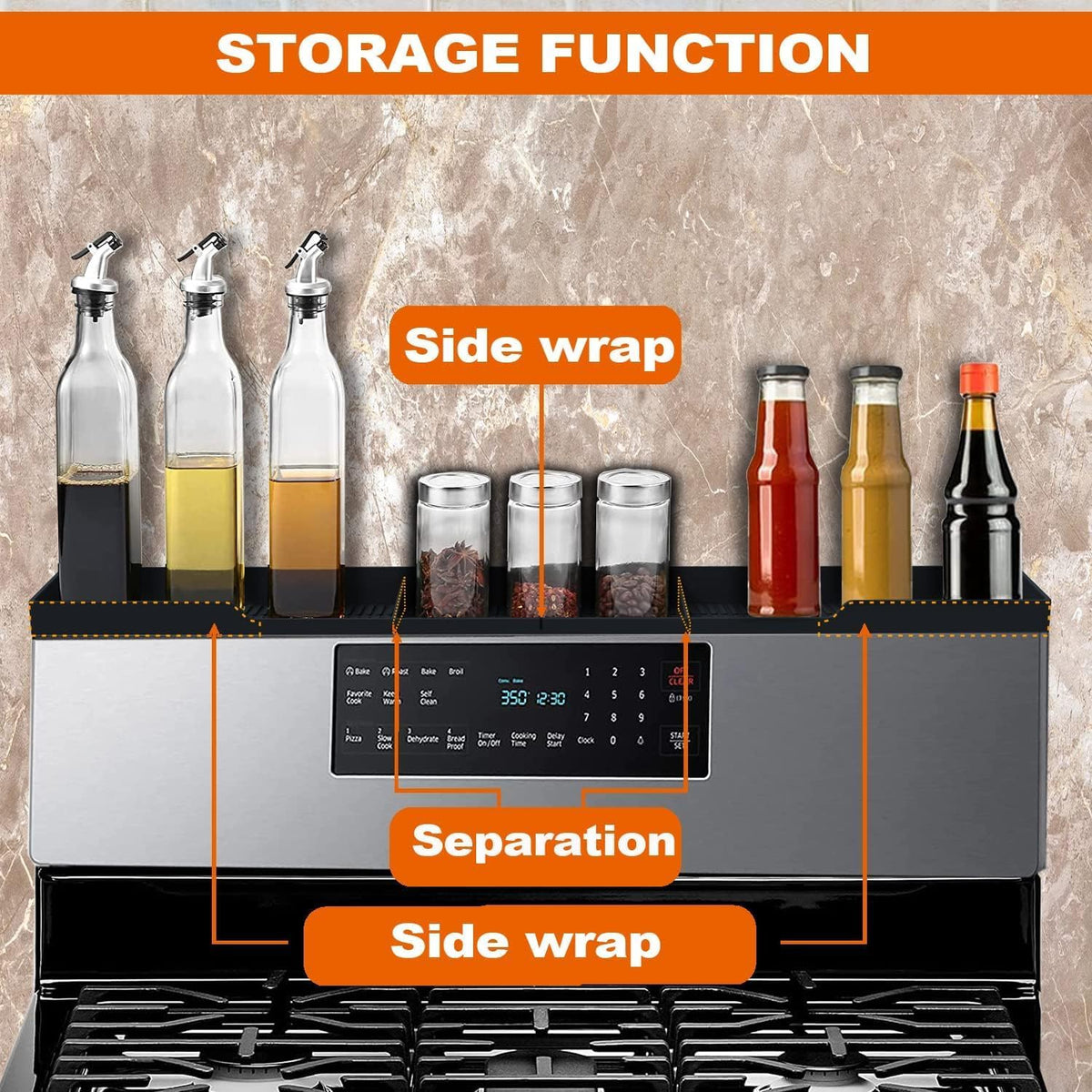 AWOKE 30-Inch Silicone Stove Top Shelf, Black