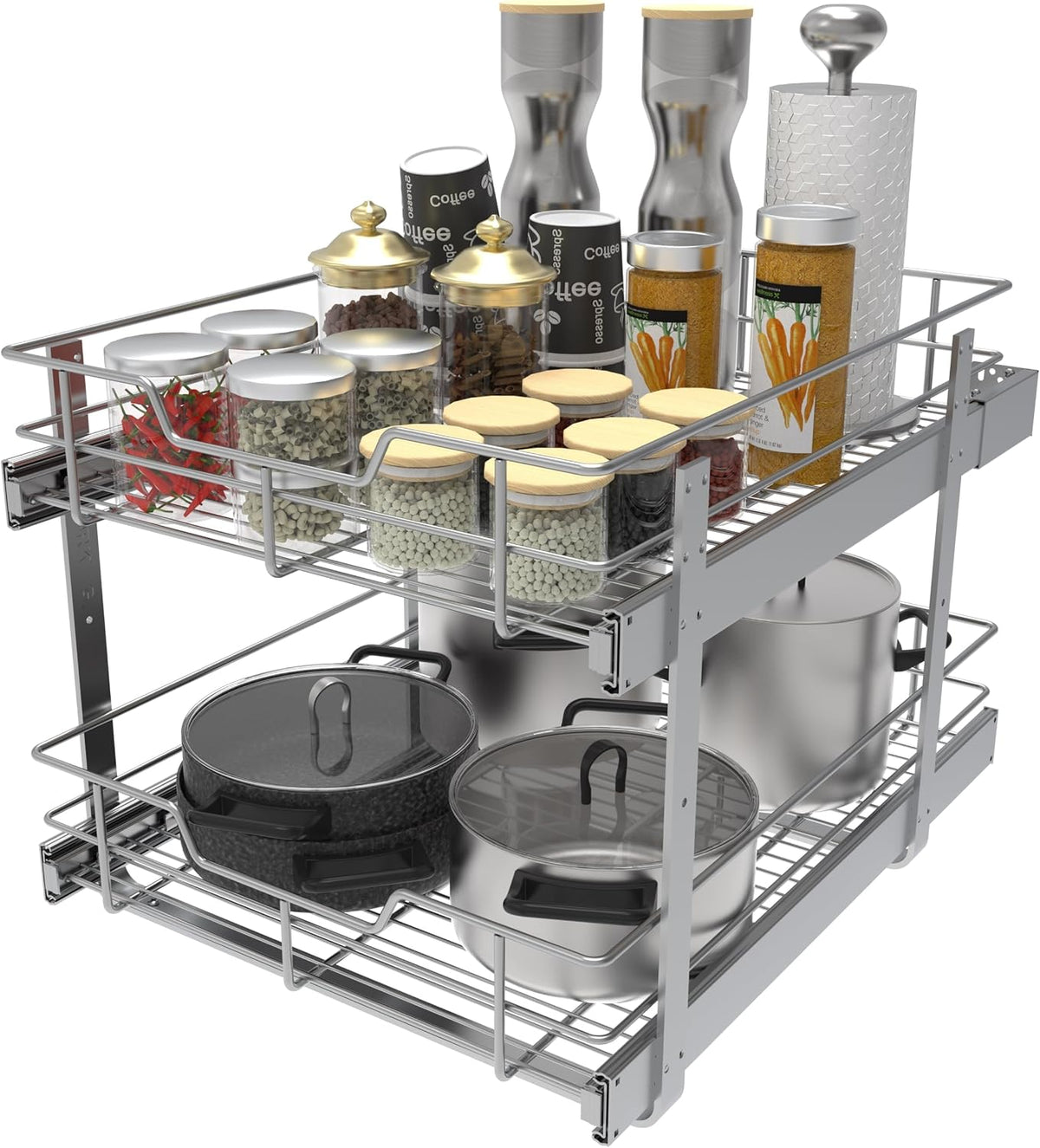 2-Tier Pull-Out Cabinet Organizer, 18" W x 22" D