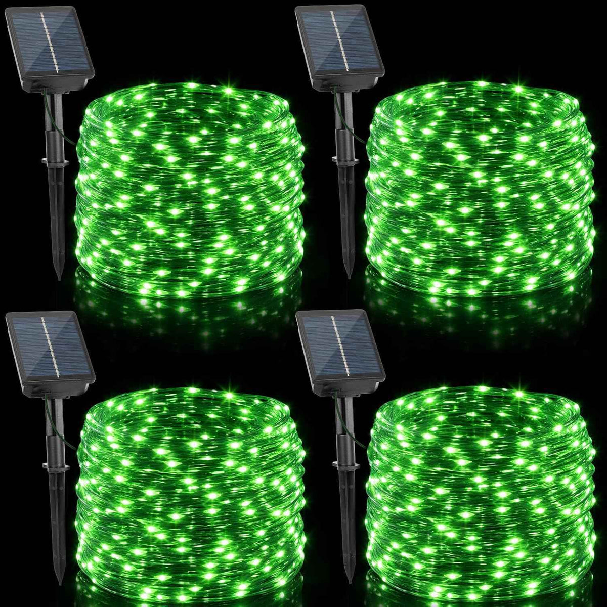 4 Pack Green Solar Fairy Lights Outdoor, 131ft 400 Led Solar String Lights Outdoor Waterproof with 8 Modes, Green Wire Twinkle Lights for Outside Christmas Garden Party Decorations
