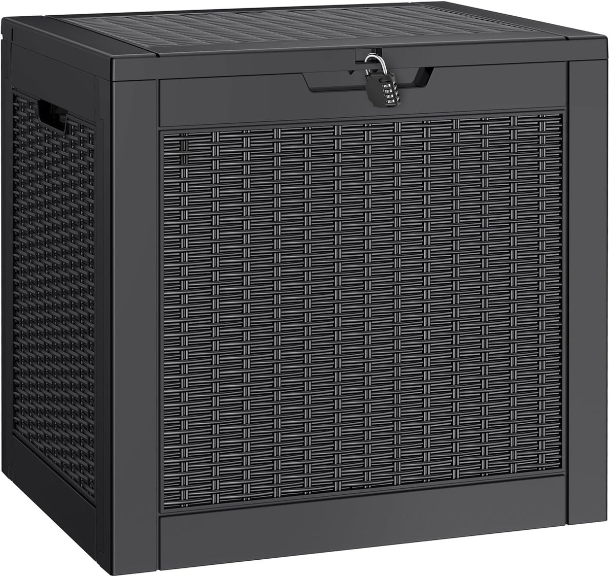NUNU LAB 30 Gallon Waterproof Outdoor Storage Box, Lockable Resin Deck Box Bench for Patio Cushions, Garden Tools, Pool Accessories & Package Deliveries â Black
