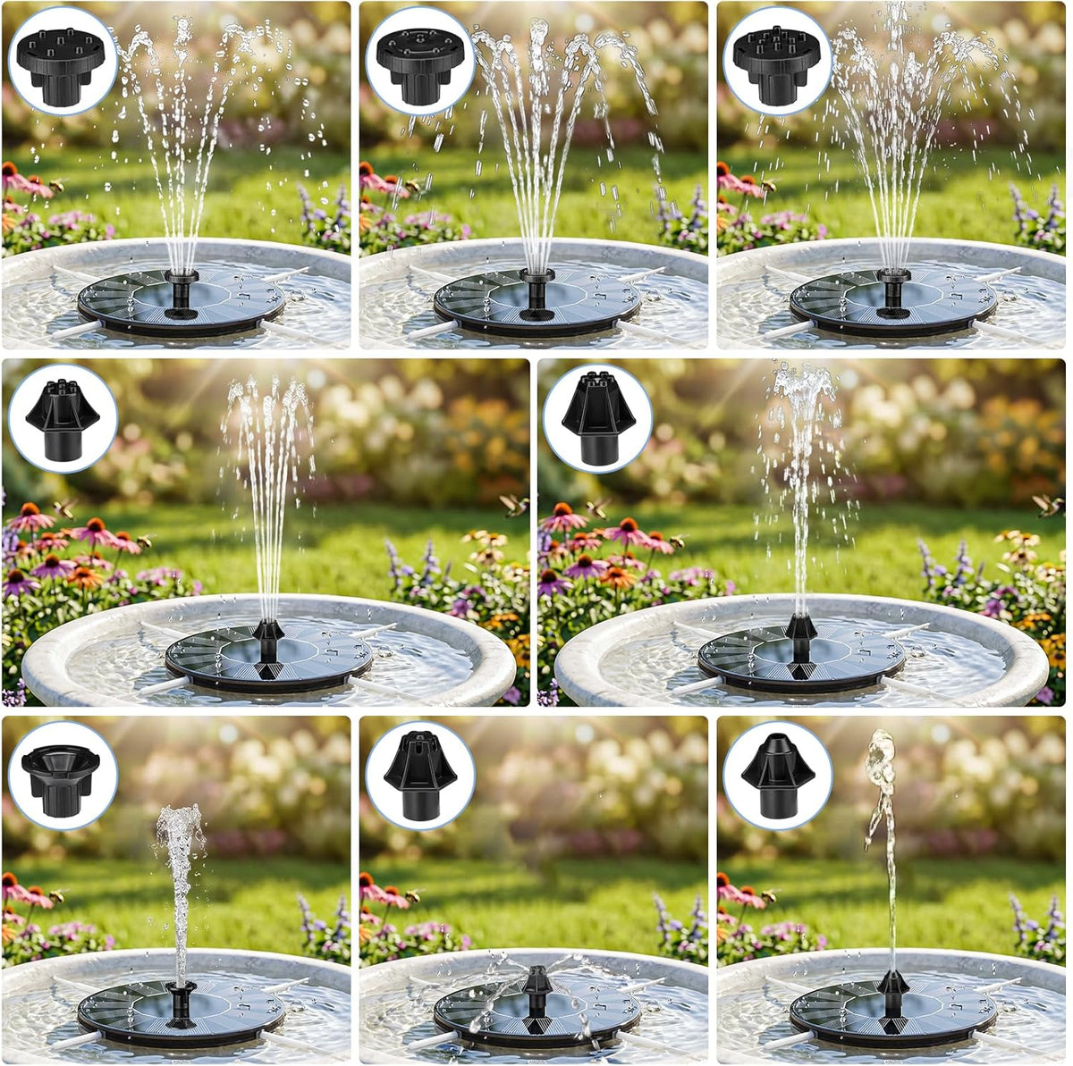 Floating Solar Fountain Pump – 1.4 W, 8 Nozzles