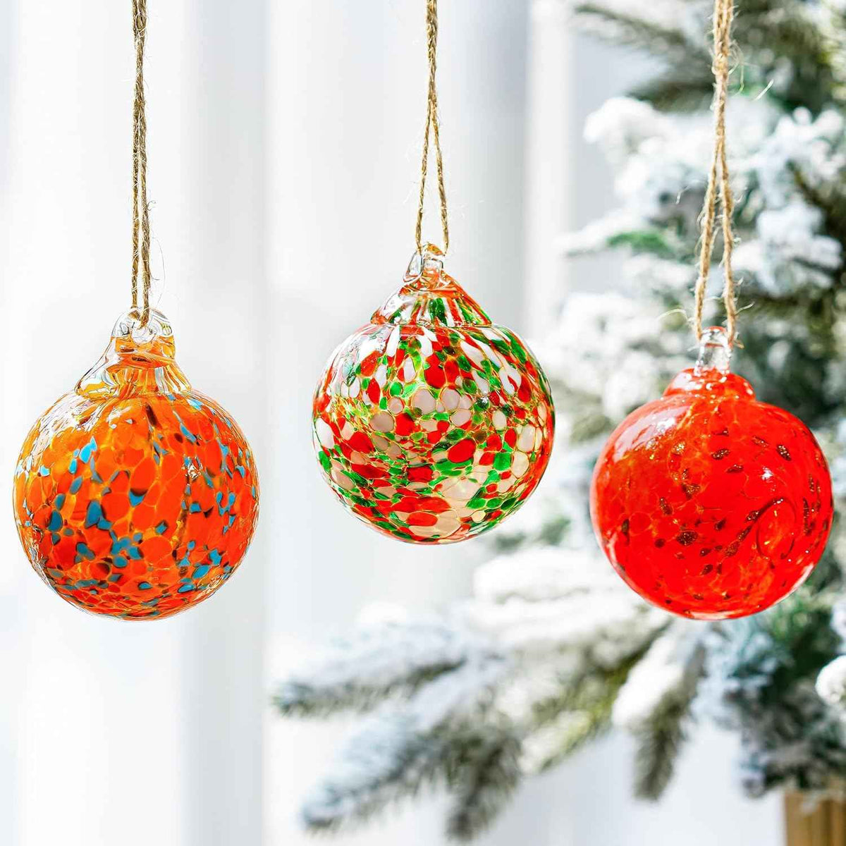 Set of 3 Blown Glass Gazing Balls Ornaments Hanging Glass Ornament Balls Decor for Garden Patio